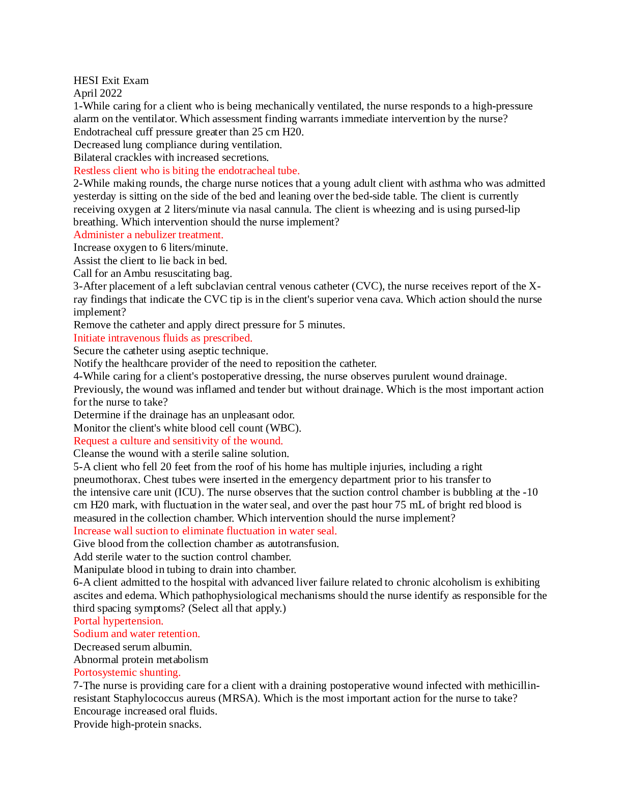 Preview image for (Answered) Hesi Exit Exam 150 questions fall 2022/2023